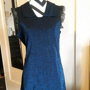 Blue Lurex Mod Dress